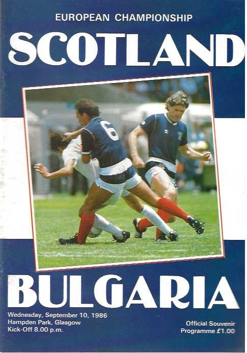 Scotland v Bulgaria European Championship Qualifier 10th September 1986 Official Matchday Programme