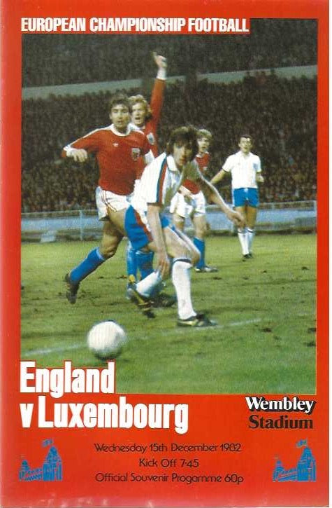 England v Luxembourg European Championship Qualifying 15th December 1982 Official Matchday Programme