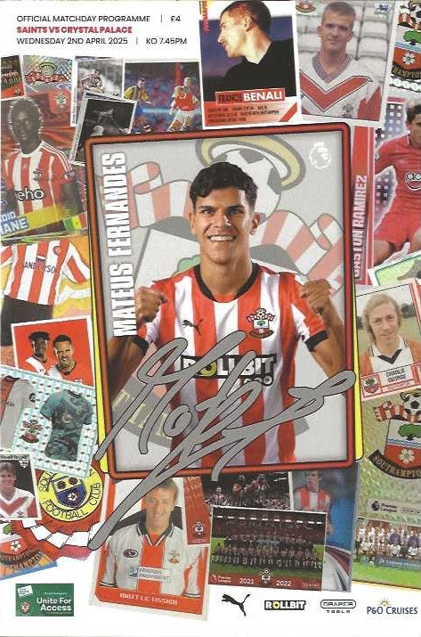 Southampton v Crystal Palace Official Matchday Programme 2024/25 - 2nd April 2025