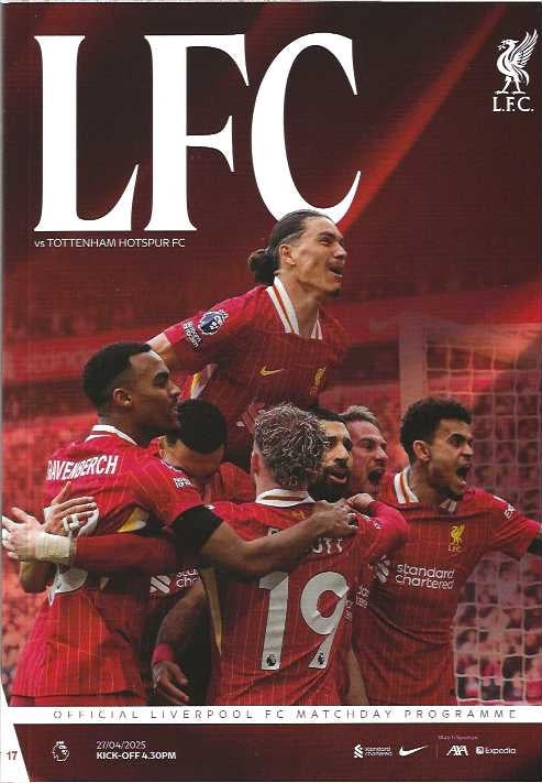 Liverpool v Tottenham Hotspur 27th April 2025 Official Matchday Programme