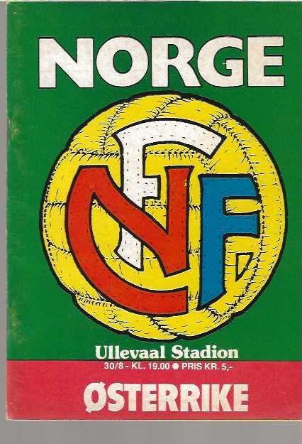 Norway v Austria Official Matchday Programme - 30th August 1978