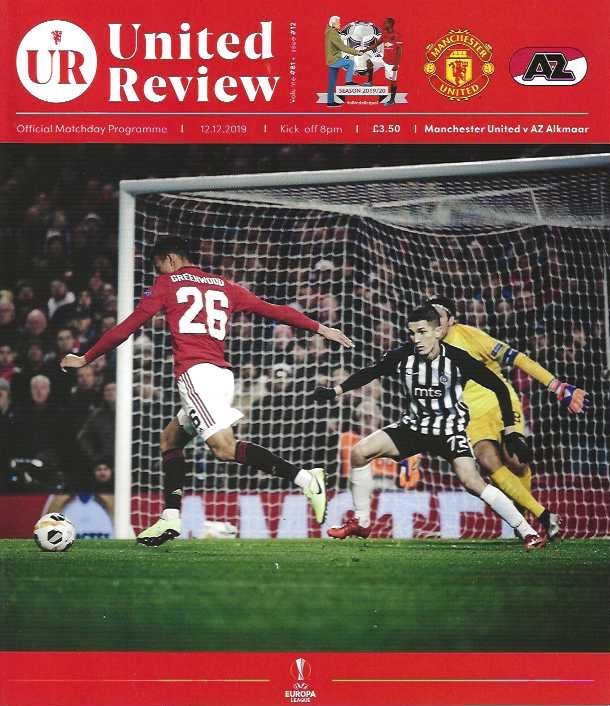 Manchester United v AZ Alkmaar Europa League Official Programme 2019/2020 - 12th December 2019
