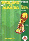 England v Albania 26th April 1989 World Cup Qualifying Official Matchday Programme