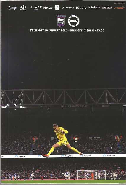 Ipswich Town v Brighton & Hove Albion Official Matchday Programme 2024/25 - 16th January 2025