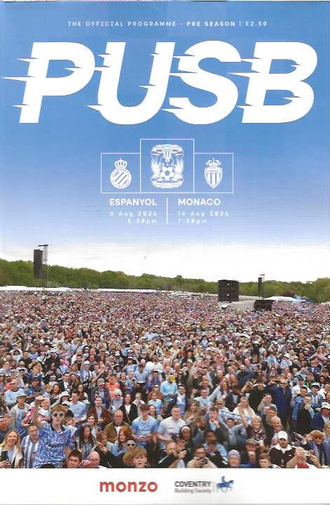 Coventry City 2026/2027 Official Home Matchday Programmes