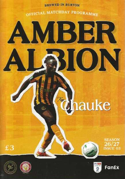 Burton Albion 2026/2027 Official Home Matchday Programmes