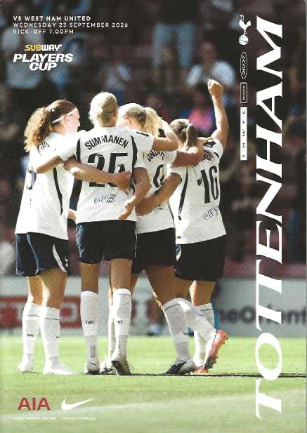 Tottenham Hotspur Women's 2026/2027 Official Home Matchday Programmes