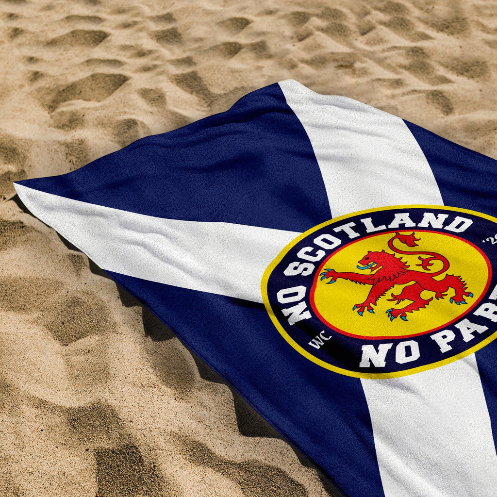 No Scotland No Party Saltire - Beach Towel - Microfibre Retro Beach Towel - 150cm x 75cm
