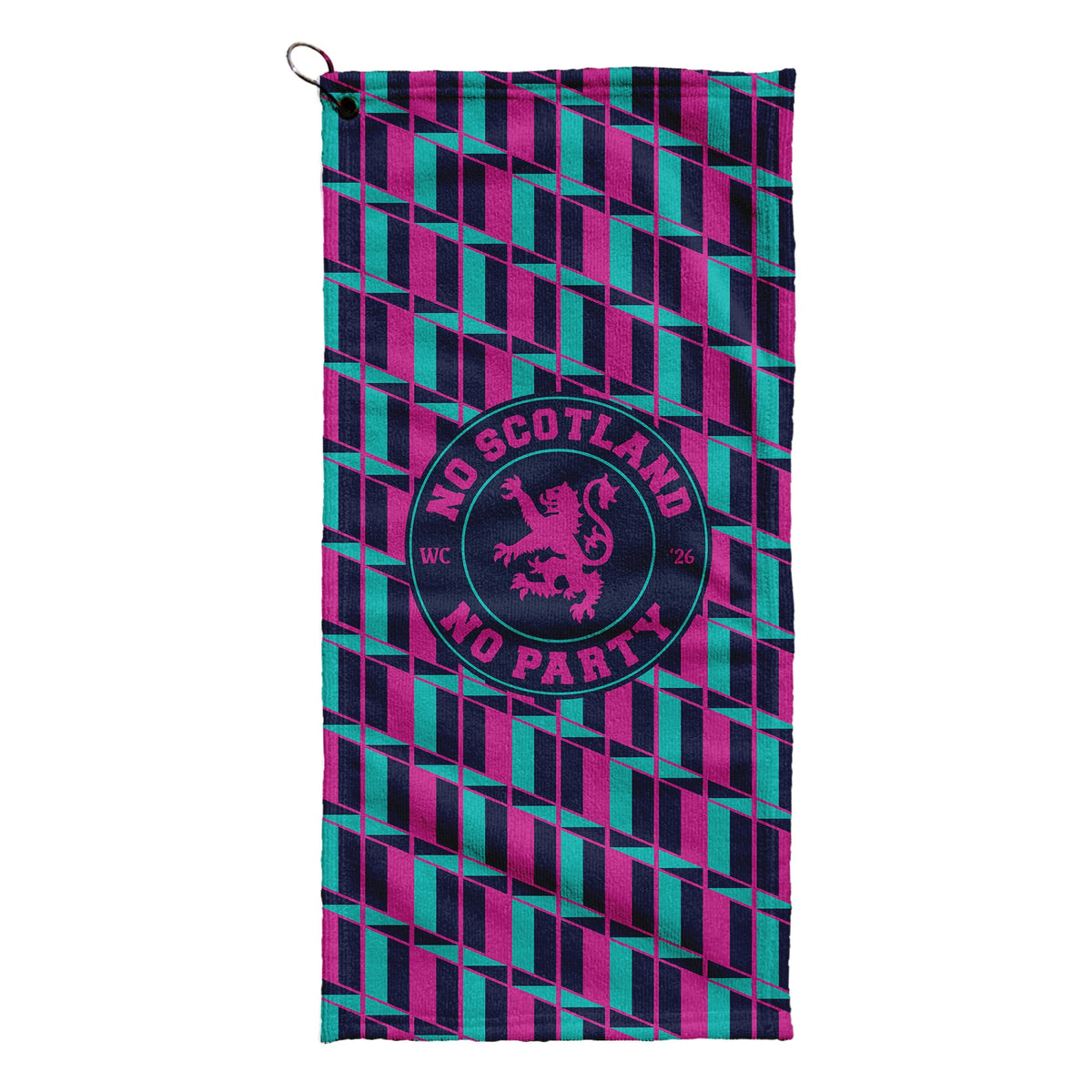 No Scotland No Party Blue & Pink Retro Pattern - Golf Towel