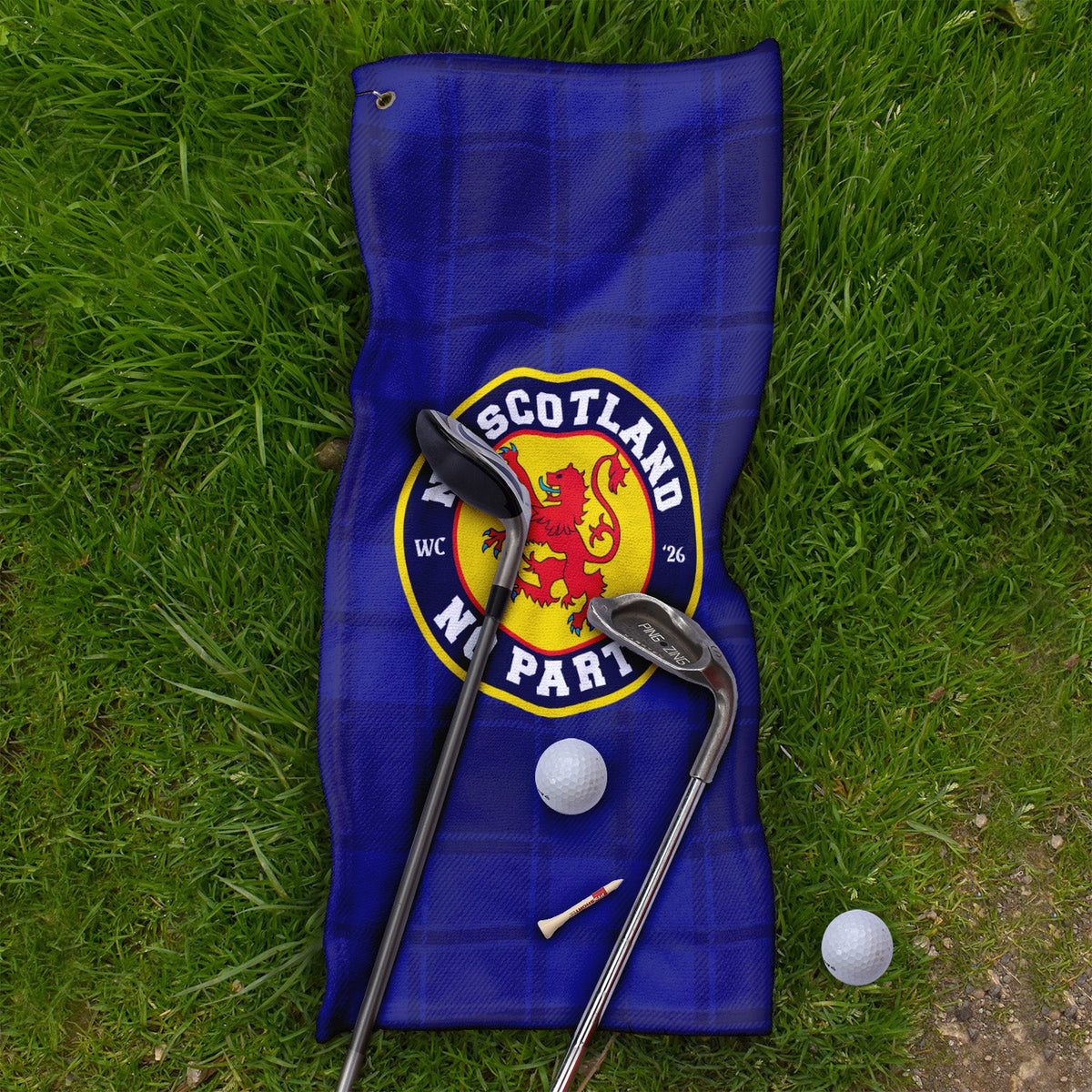 No Scotland No Party - Blue Tartan - Golf Towel