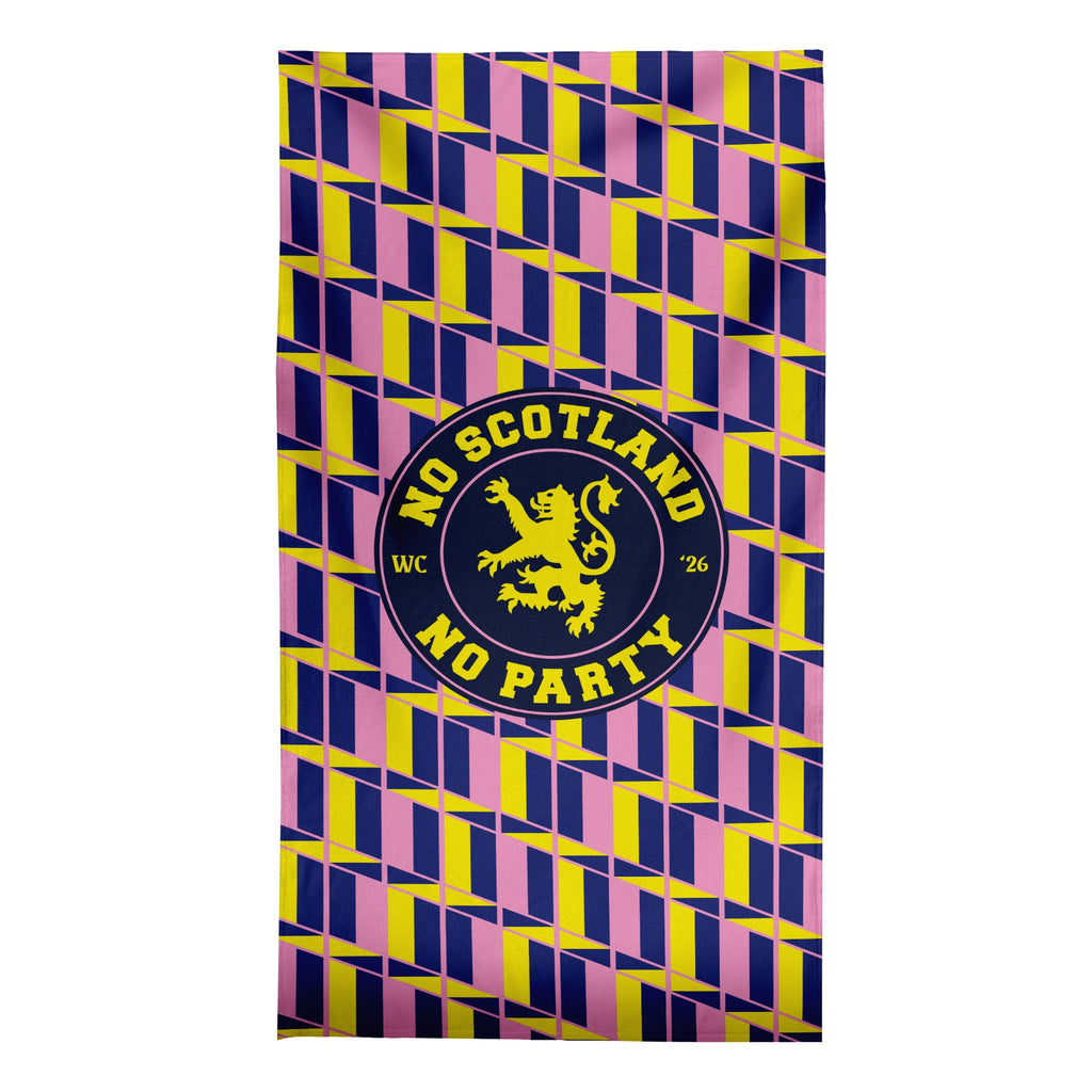 No Scotland No Party - Yellow & Pink Retro Pattern - Beach Towel - Microfibre Retro Beach Towel - 150cm x 75cm