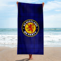 No Scotland No Party - Blue Tartan - Beach Towel - Microfibre Retro Beach Towel - 150cm x 75cm