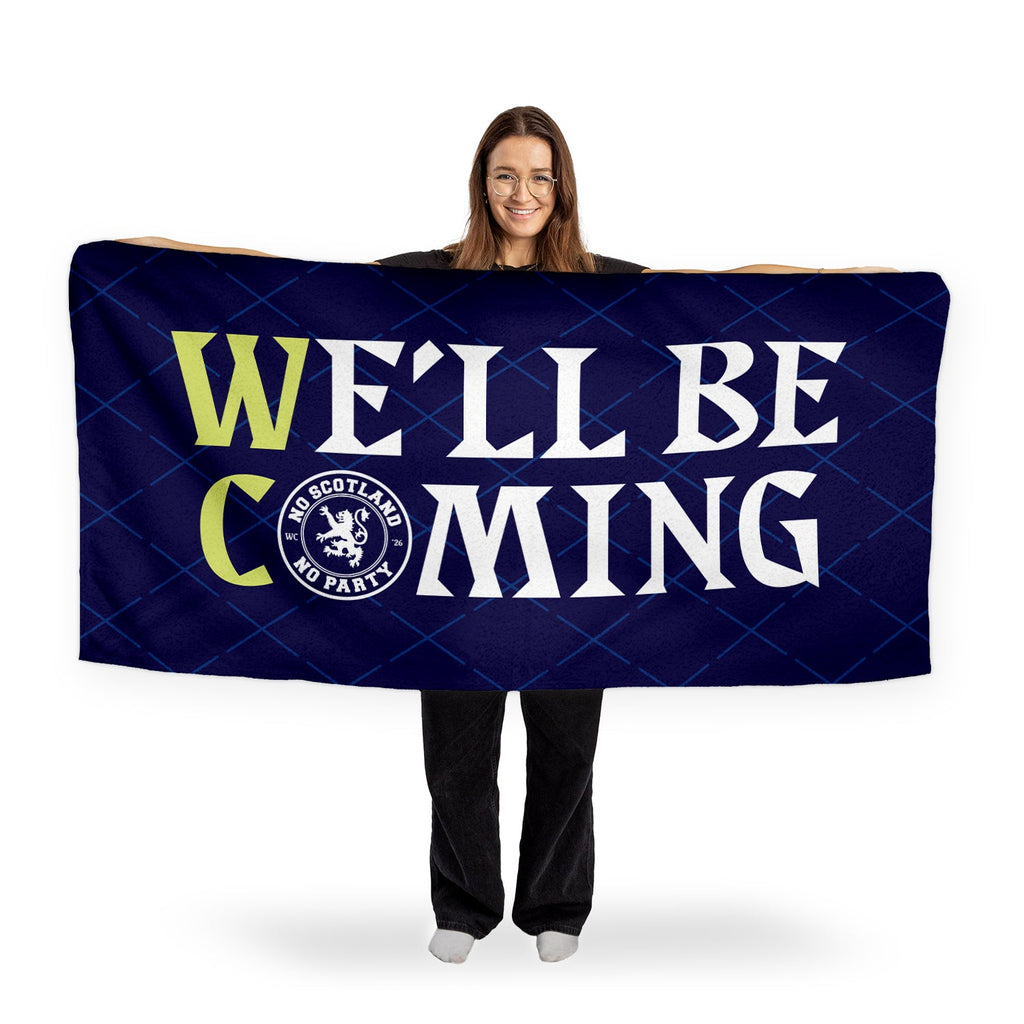 Scotland WC26 - We'll Be Coming - Beach Towel - Microfibre Retro Beach Towel - 150cm x 75cm