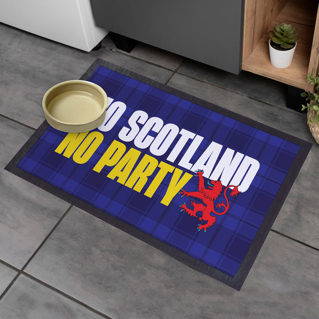 No Scotland No Party - Blue Tartan - Door Mat - 60cm x 40cm