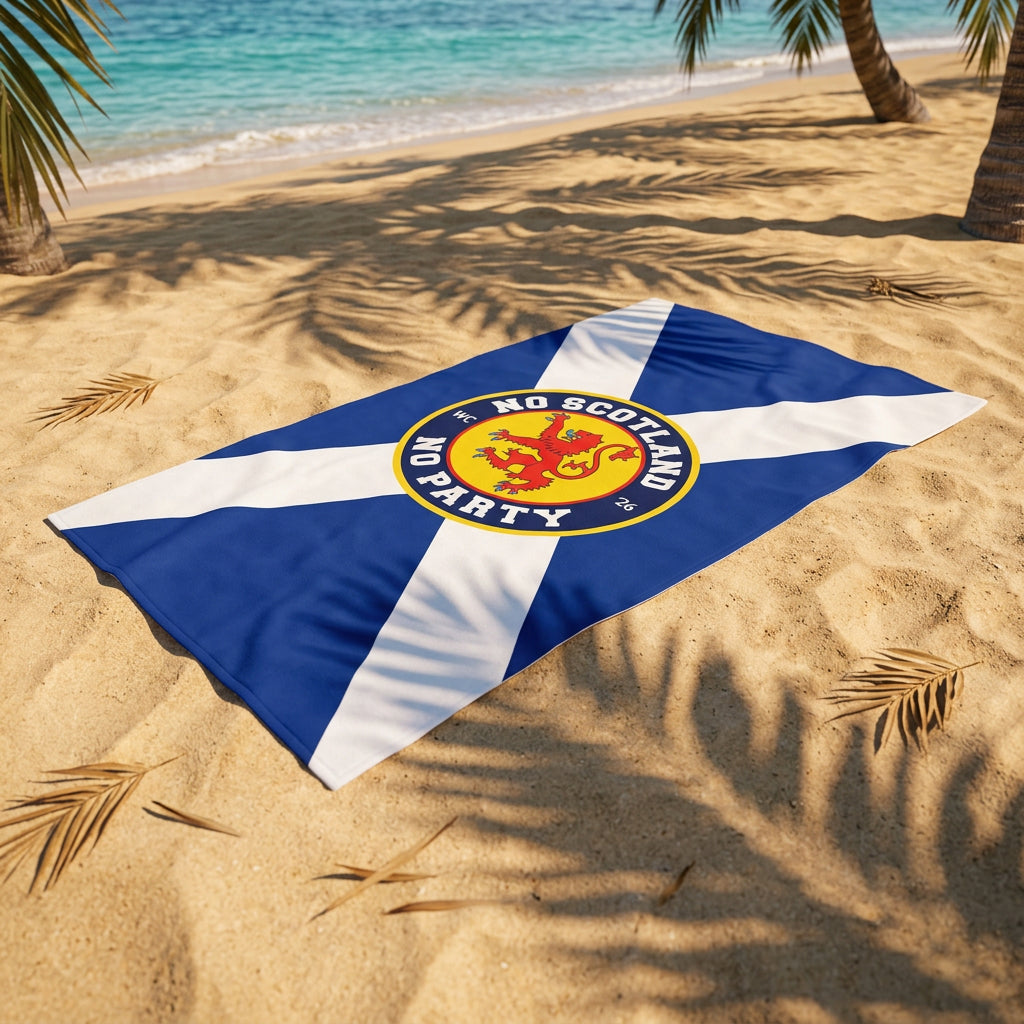 No Scotland No Party Saltire - Beach Towel - Microfibre Retro Beach Towel - 150cm x 75cm