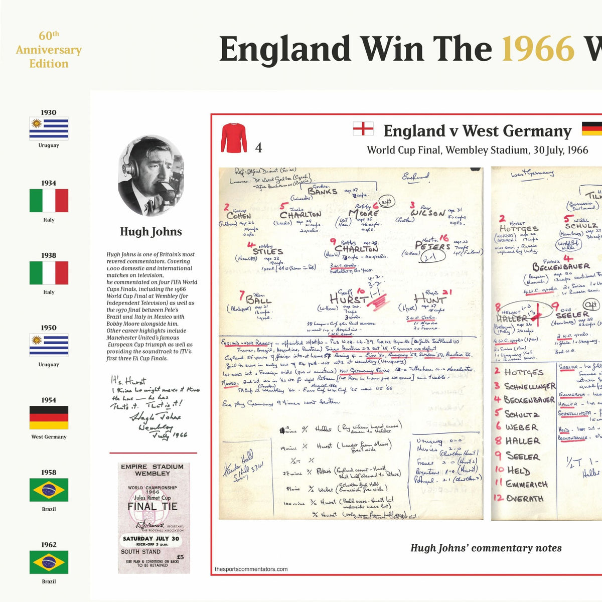 FOOTBALL England v Germany, World Cup Final, Wembley, July 30, 1966. Hugh Johns