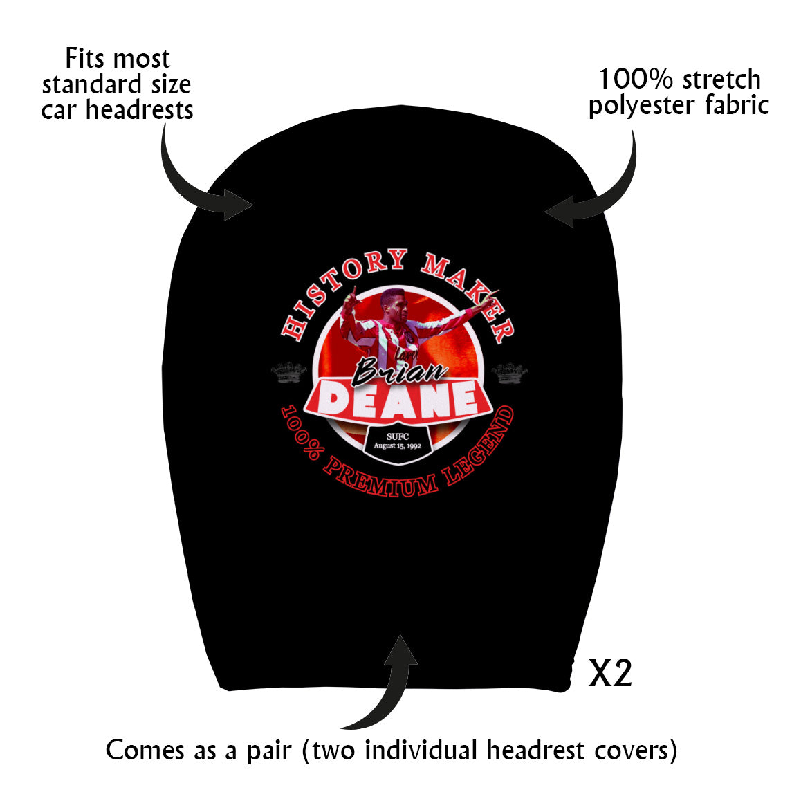 Sheffield  Brian Deane - Football Legends - Headrest Cover