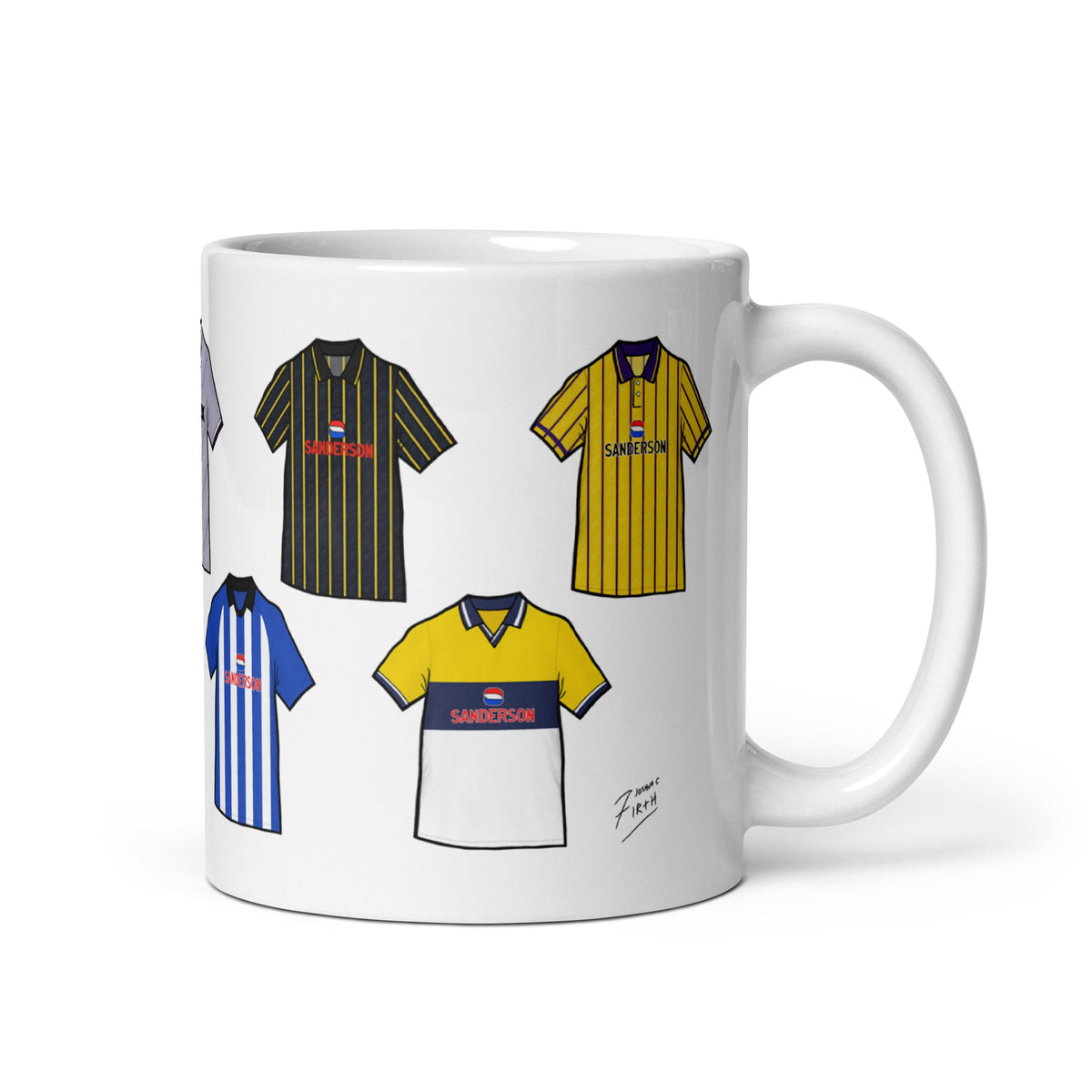 Sheff Wed Retro Shirts Illustrated Handmade Ceramic Football Mug