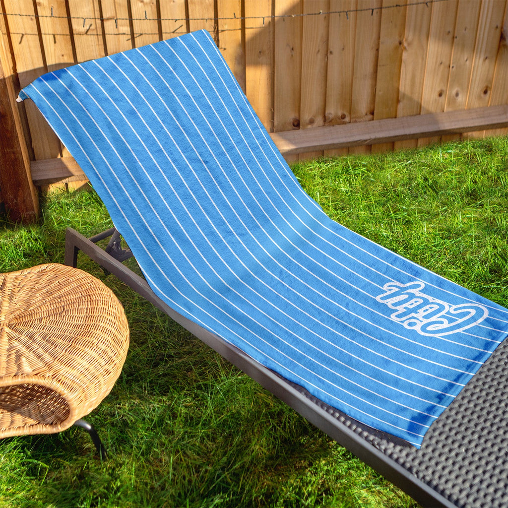 Manchester Blue - Stripes - Microfibre Retro Beach Towel - 150cm x 75cm