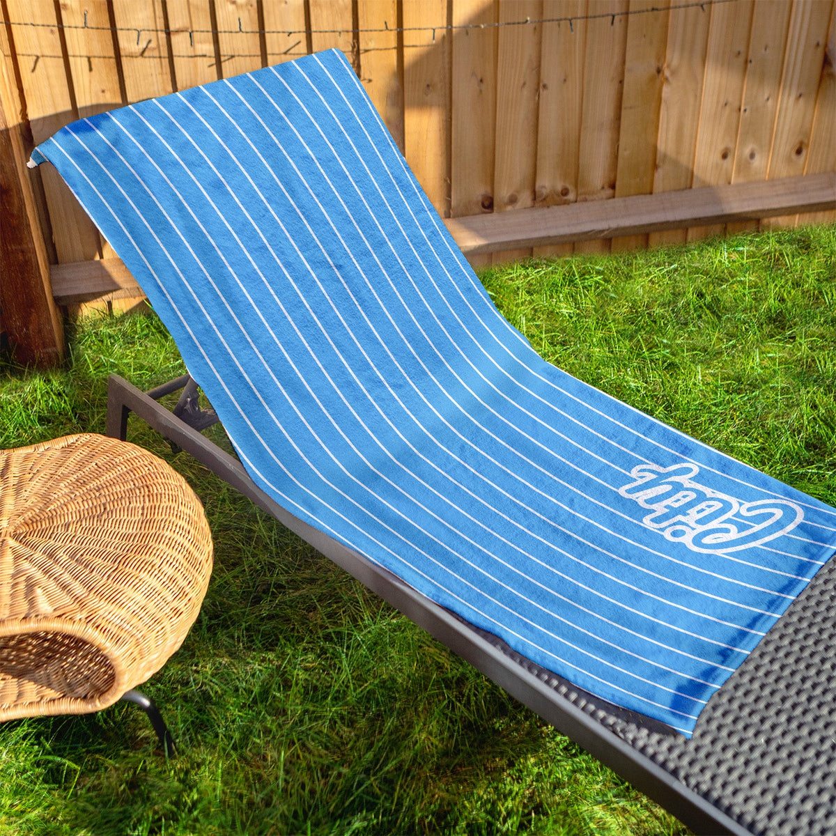 Manchester Blue - Stripes - Microfibre Retro Beach Towel - 150cm x 75cm