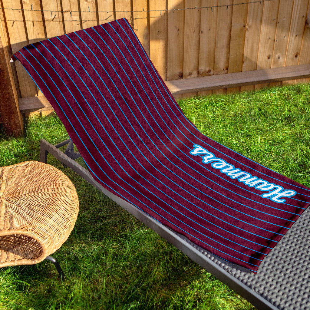 West Ham - Stripes - Microfibre Retro Beach Towel - 150cm x 75cm