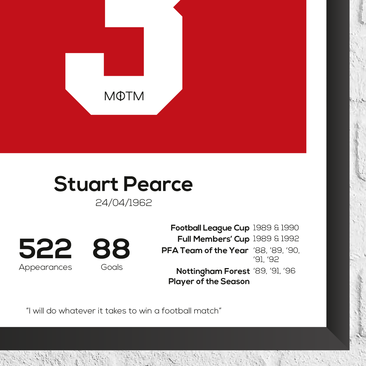 Stuart Pearce Legend Stats Print
