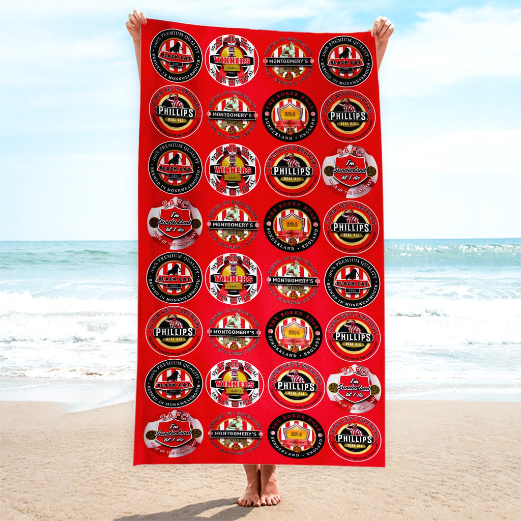 Sunderland - Football Legends - Microfibre Beach Towel - 150cm x 75cm