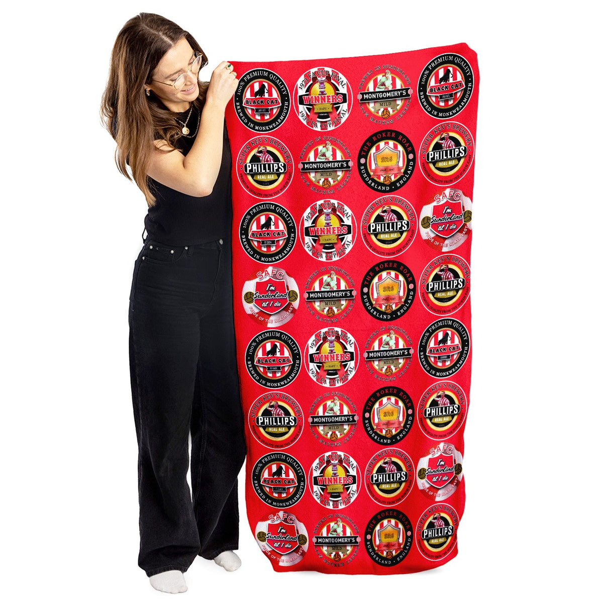 Sunderland - Football Legends - Microfibre Beach Towel - 150cm x 75cm