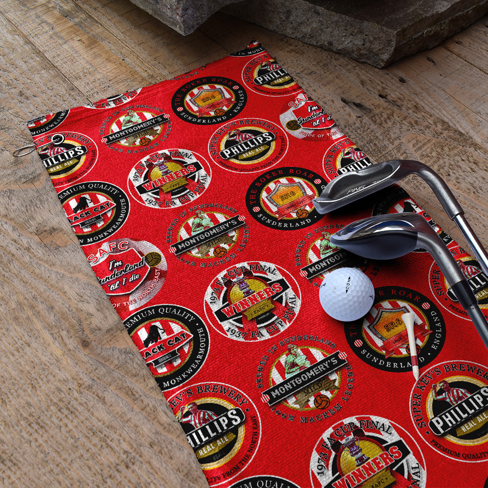 Sunderland - Football Legends - Retro Lightweight, Microfibre Golf Towel