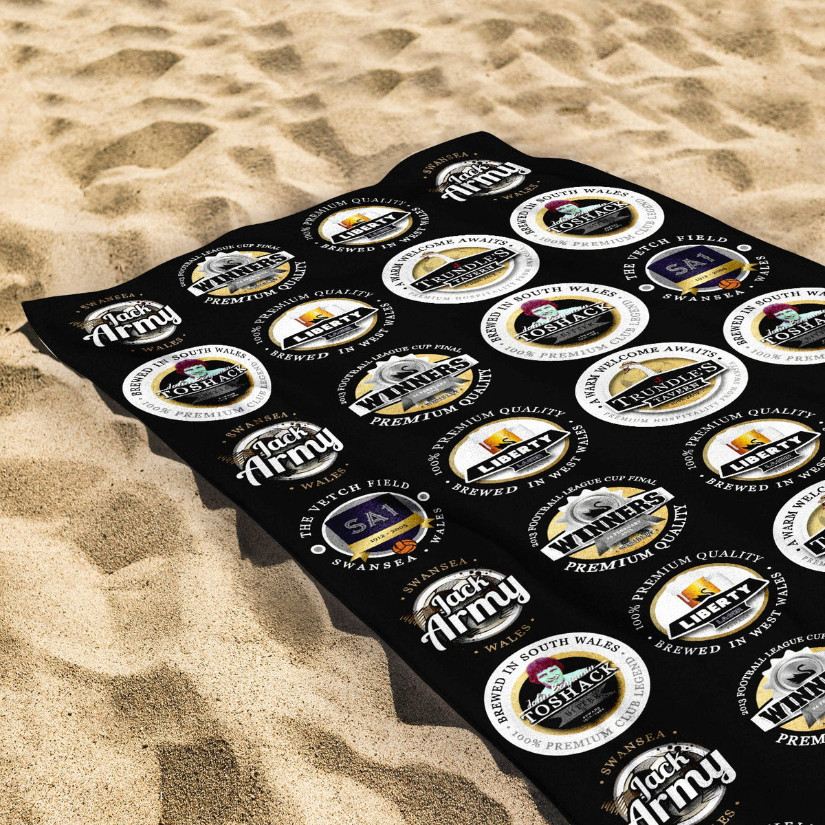 Swansea - Football Legends - Microfibre Beach Towel - 150cm x 75cm