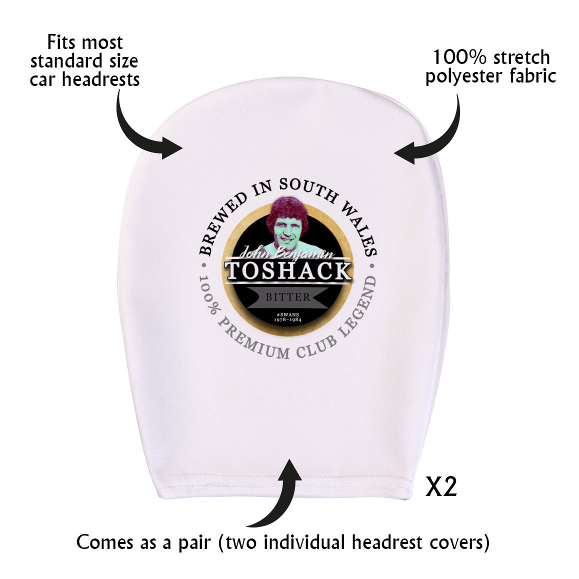 Swansea Toshack - Football Legends - Headrest Cover