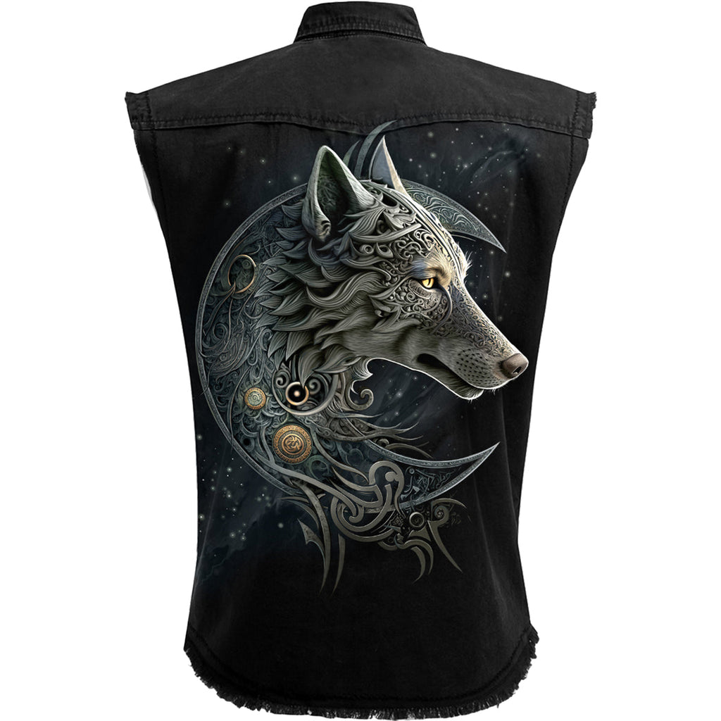 CELTIC WOLF - Sleeveless Stone Washed Worker Black