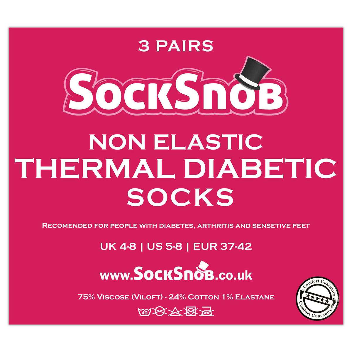 Ladies Thin Non Elastic Thermal Diabetic Socks (Multipack Options)