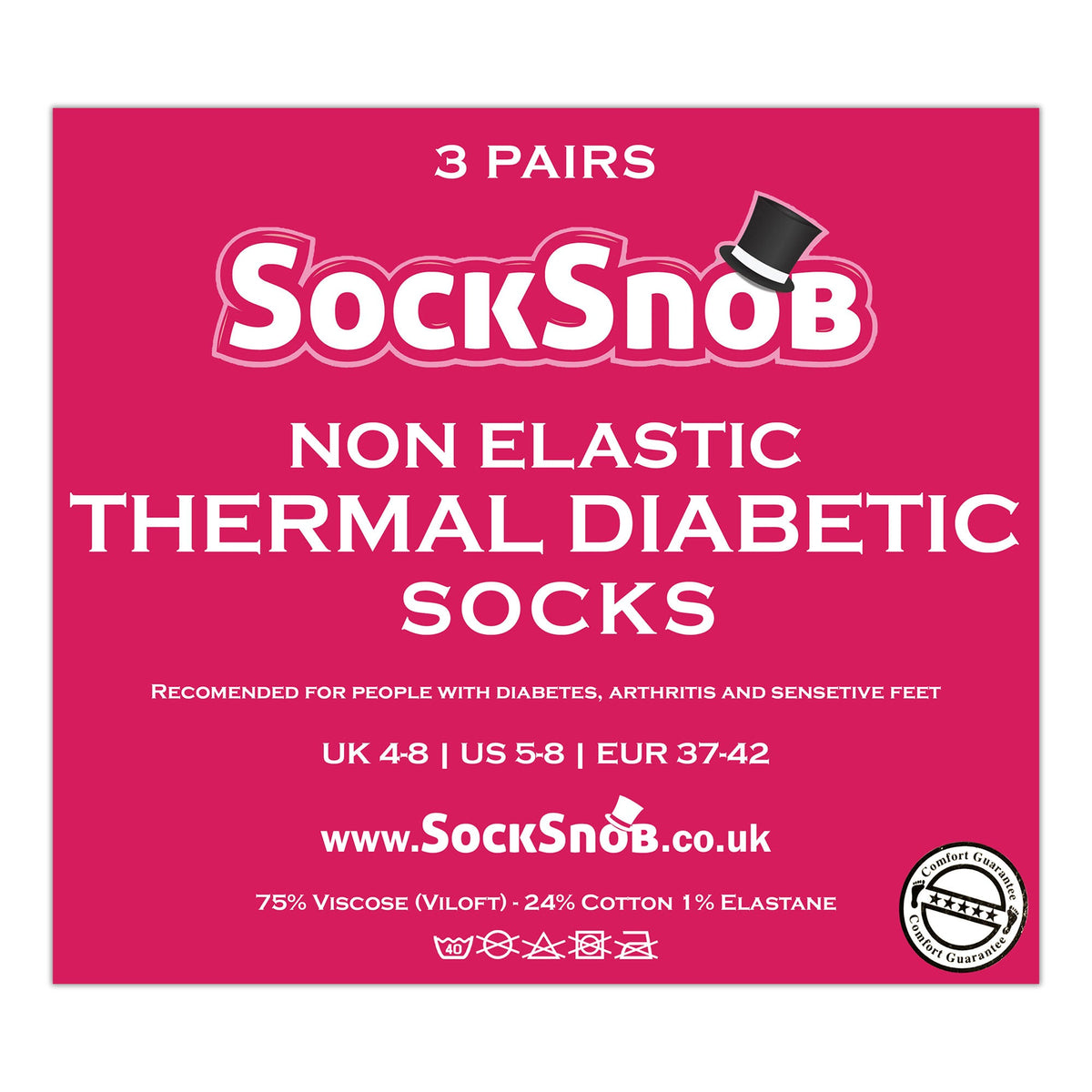 3 Pack Ladies Thin Wide Top Non Elastic Thermal Diabetic Socks