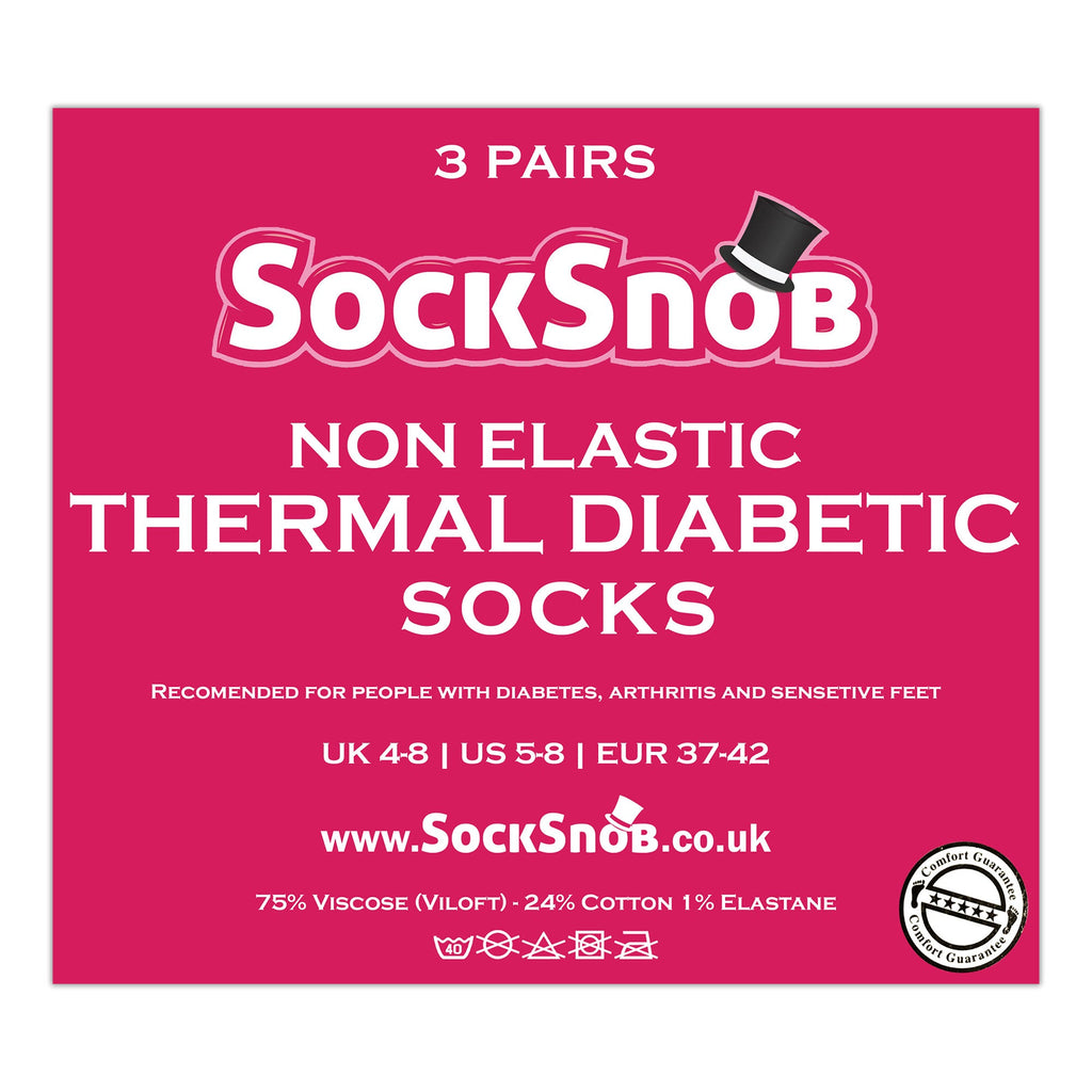 3 Pack Ladies Thin Wide Top Non Elastic Thermal Diabetic Socks