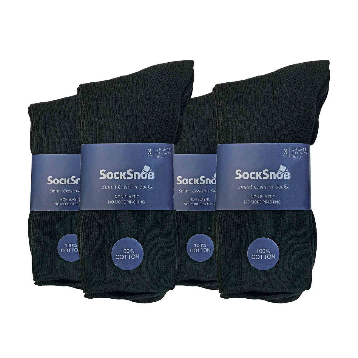 Mens Thin Soft 100% Cotton Non Elastic Dress Socks (Multipack Options)