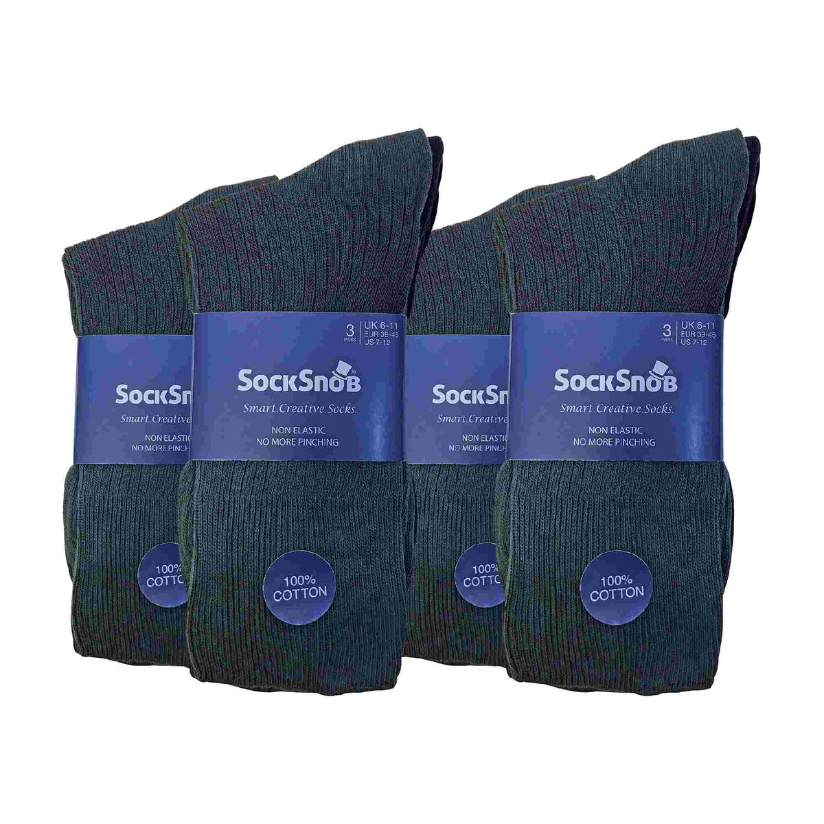 Mens Thin Soft 100% Cotton Non Elastic Dress Socks (Multipack Options)
