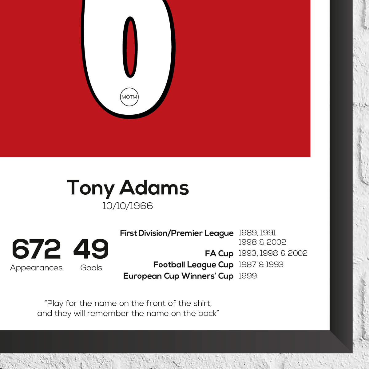 Tony Adams Legend Stats Print