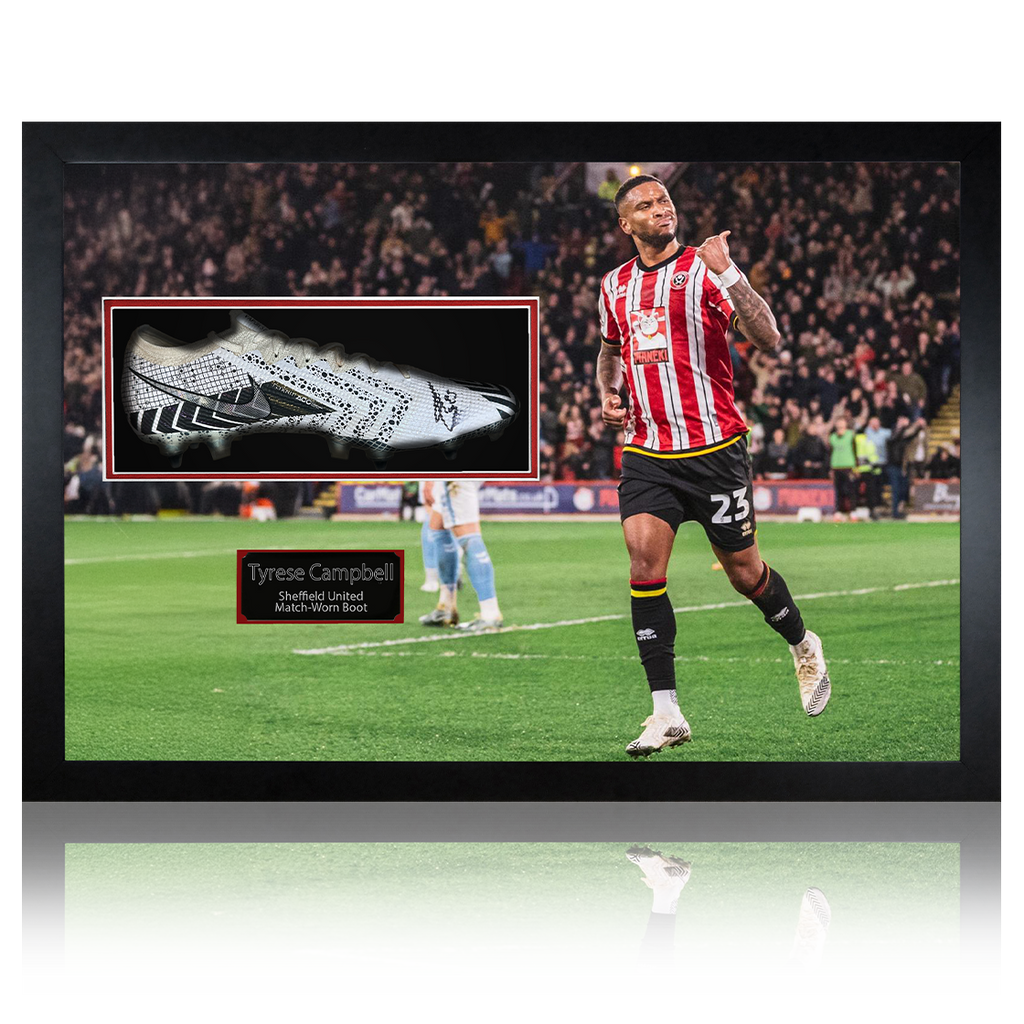 Tyrese Campbell Signed & Match-Issue Sheffield United Boot Iconic Frame #1