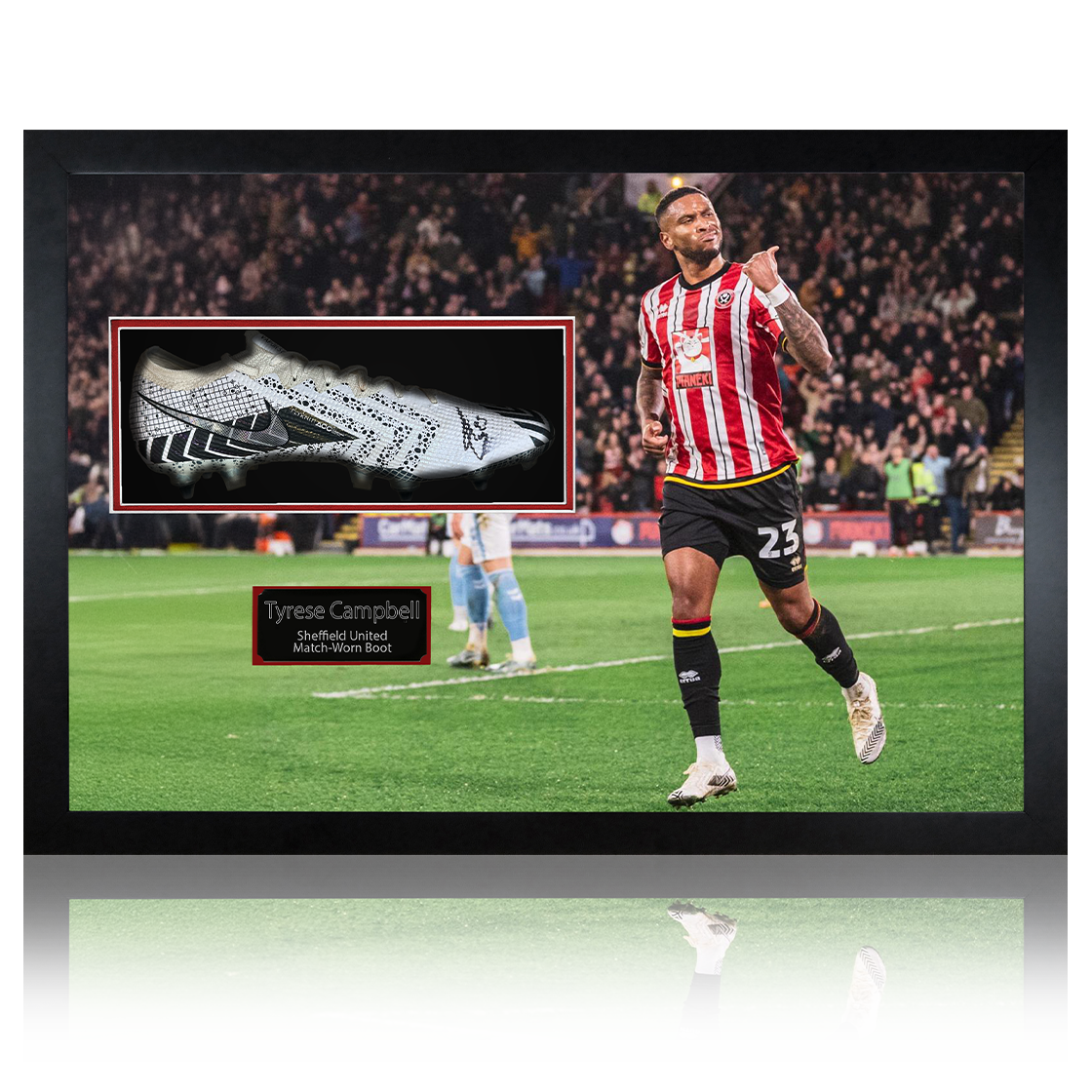 Tyrese Campbell Signed & Match-Issue Sheffield United Boot Iconic Frame #1