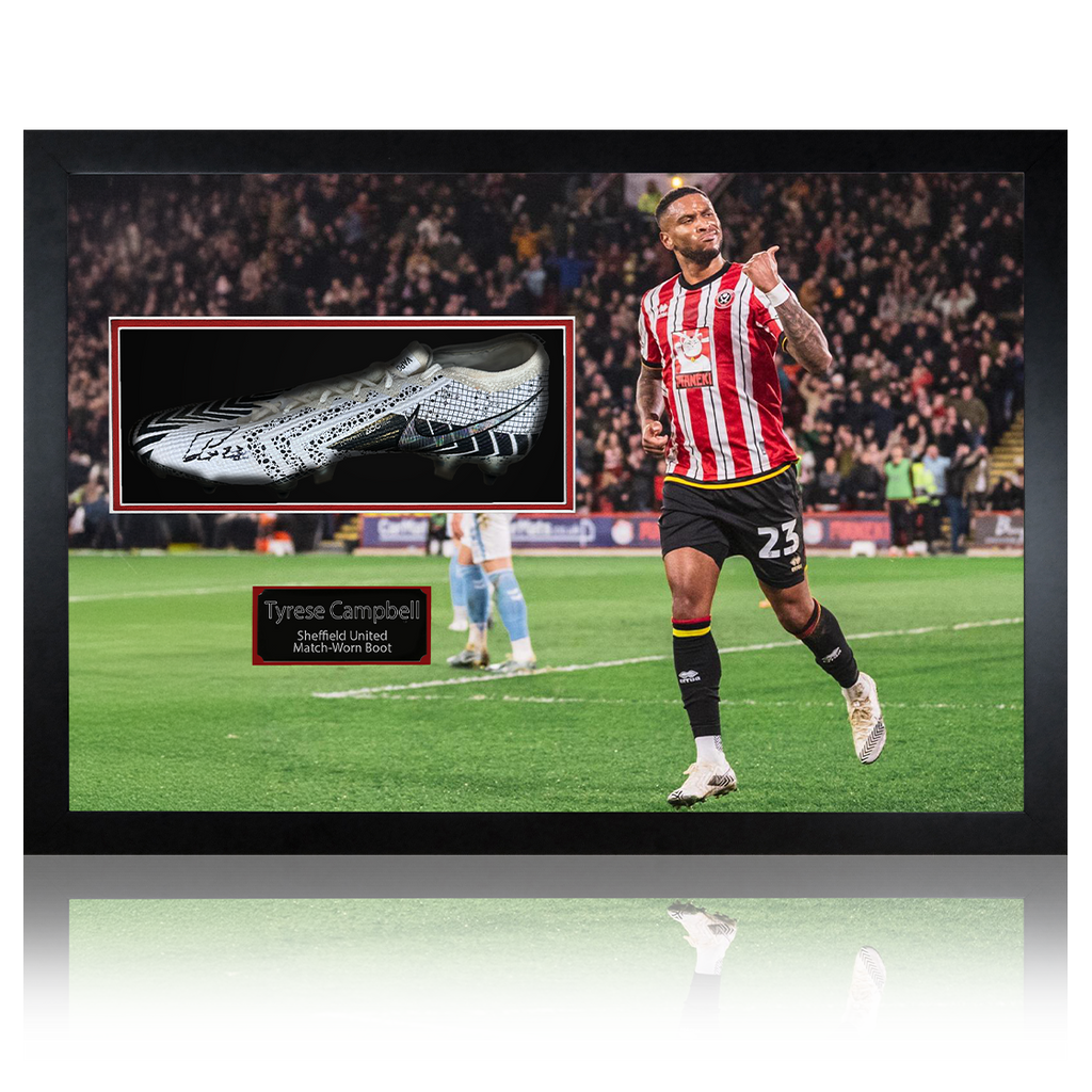 Tyrese Campbell Signed & Match-Issue Sheffield United Boot Iconic Frame #2