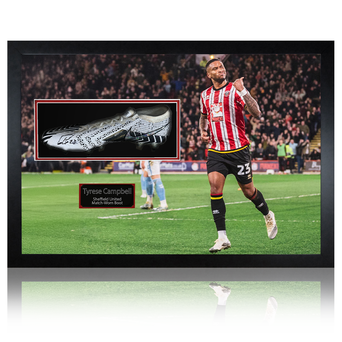 Tyrese Campbell Signed & Match-Issue Sheffield United Boot Iconic Frame #2