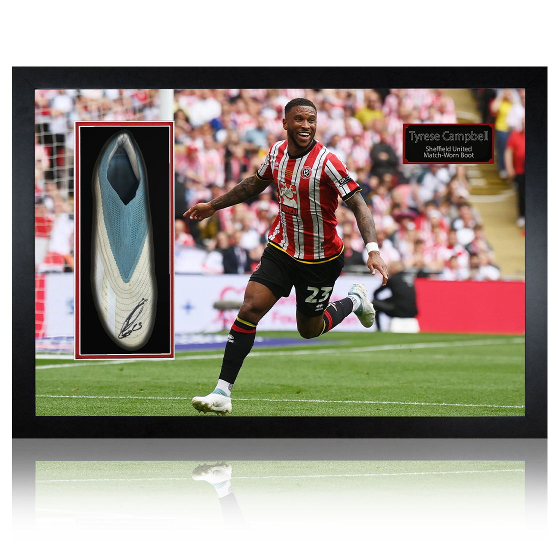 Tyrese Campbell Signed & Match-Worn Sheffield United Boot Iconic Frame #1