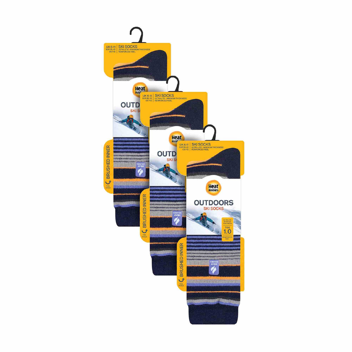 3 Pack Mens Patterned Lightweight Thin 2.3 TOG Thermal Knee High Ski Socks