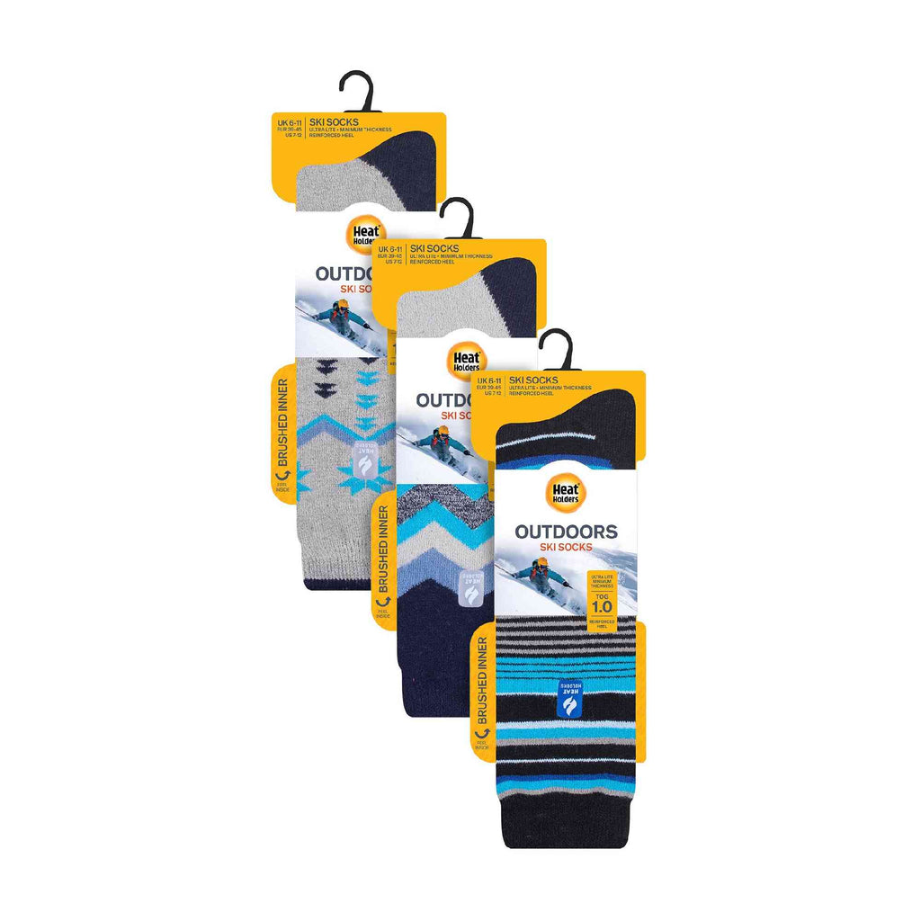 3 Pair Multipack Ultra Lightweight Mens Thermal Ski Socks