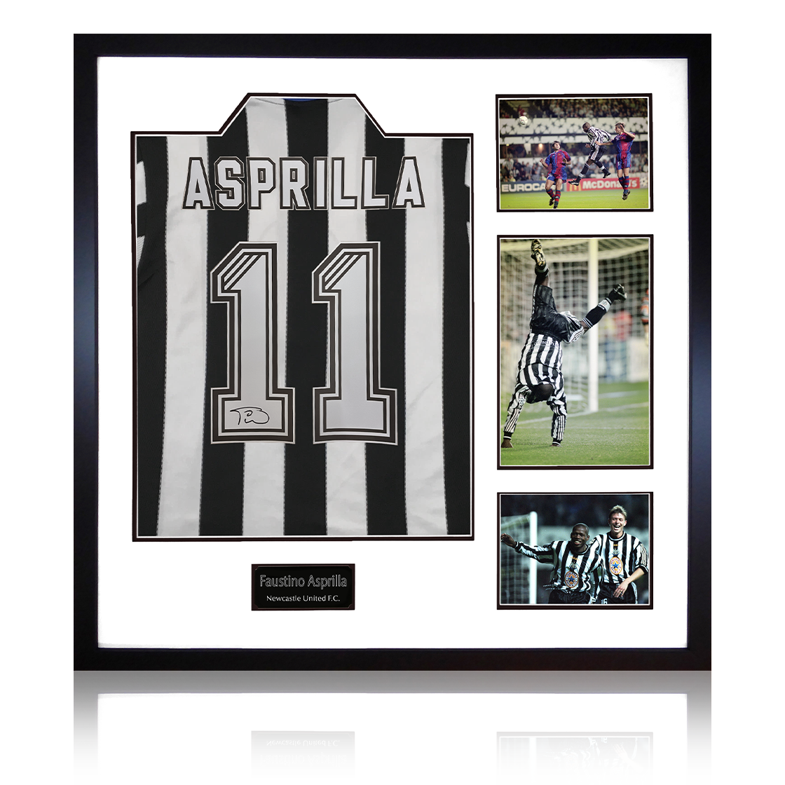 Faustino Asprilla Signed Newcastle United Shirt Elite Frame