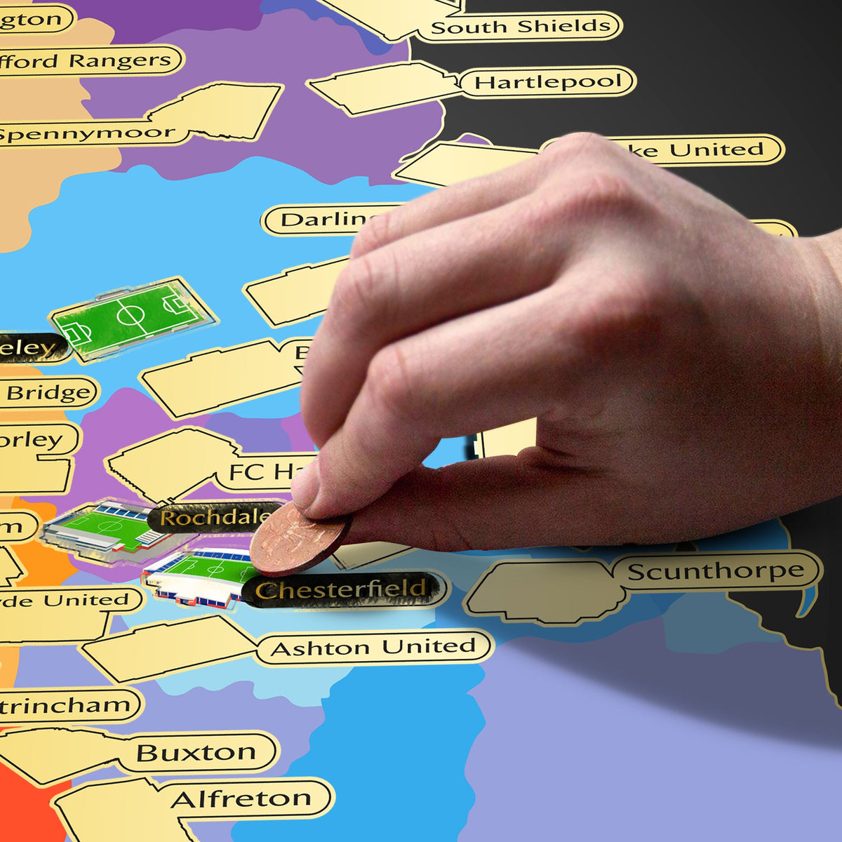 England Non League Football Stadium Scratch-Off Map