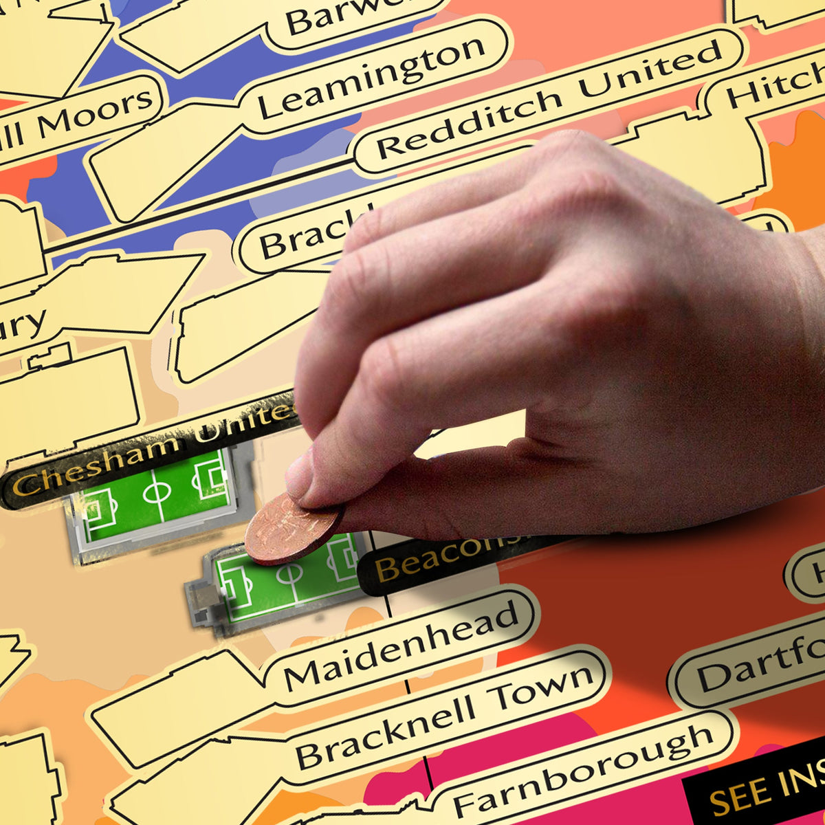 England Non League Football Stadium Scratch-Off Map