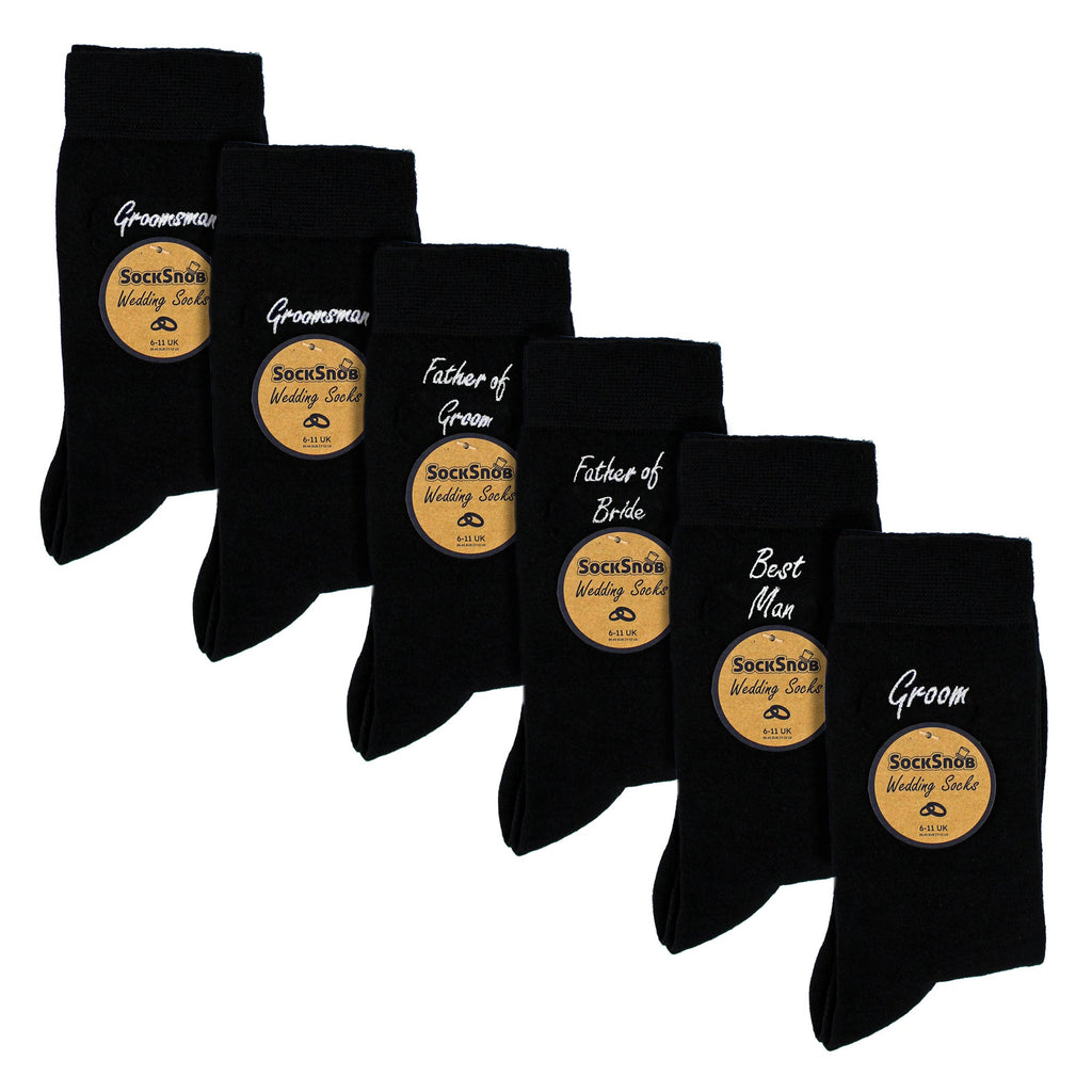 6 Pairs Mens Wedding Socks in Black and Navy with a Giftbox