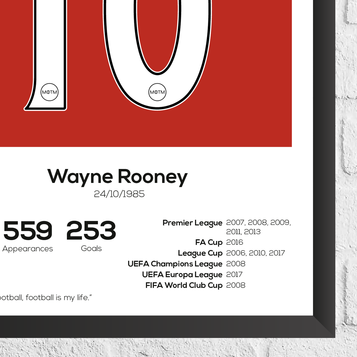 Wayne Rooney Legend Stats Print